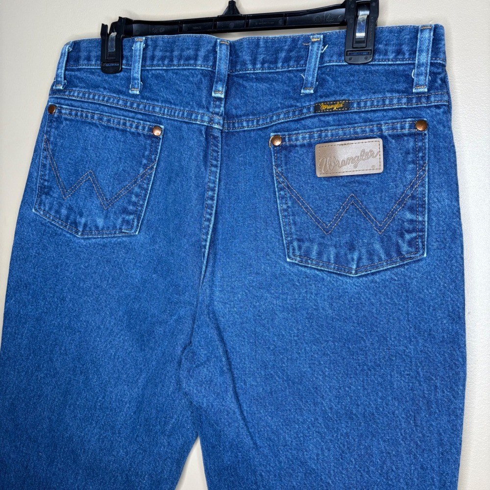 Wrangler Cowboy Cut Slim Fit Jeans Mens 36x32 Blue Denim Straight Leg 936PWD